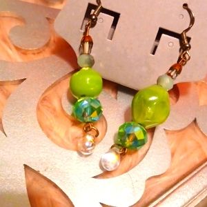 🛍Sage Crystal & Artisian Bead Earrings